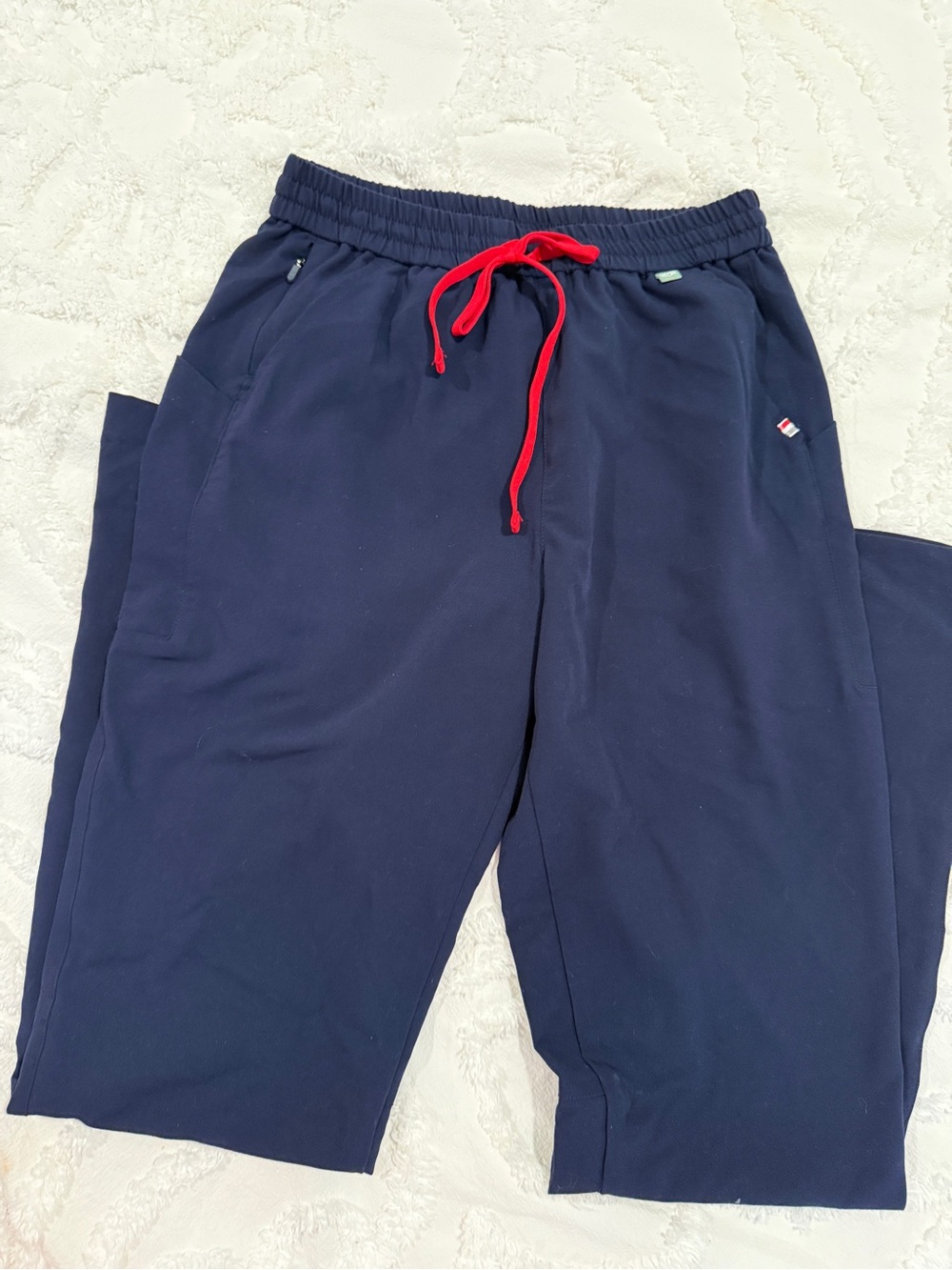 Women's Navy Scrub pants with Red Drawstring